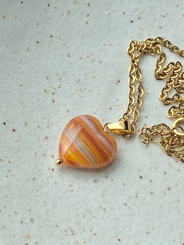 Handmade quality Czech glass chic fairy boho gold chain necklace🧡 - Image 6