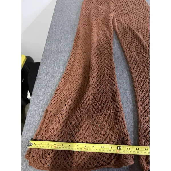 Wild Fable Dark Brown Crochet Beach Wide Leg Pants Sz S Cover Up Boho Hamptons - Image 5