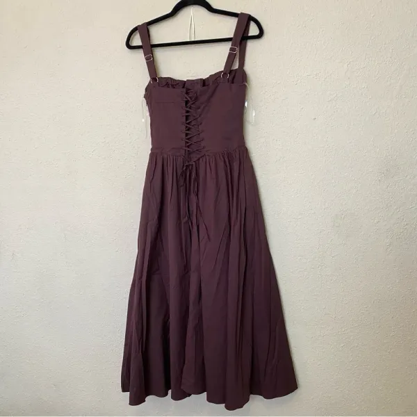 HOUSE OF CB 'Tatiana' Rich Brown Midi Sundress strappy corset back NWOT size XS - Image 8