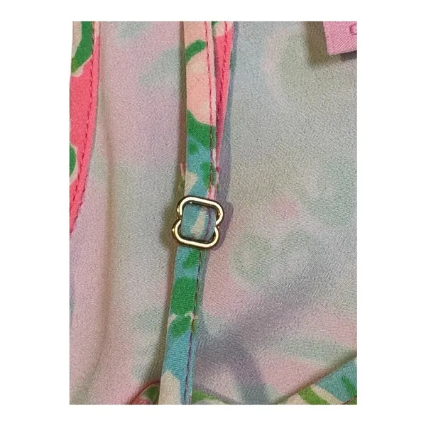 Lilly Pulitzer Silk Shift Dress Womens‎ XS Pink Floral T-Strap V-Neck Mini Silk - Image 11