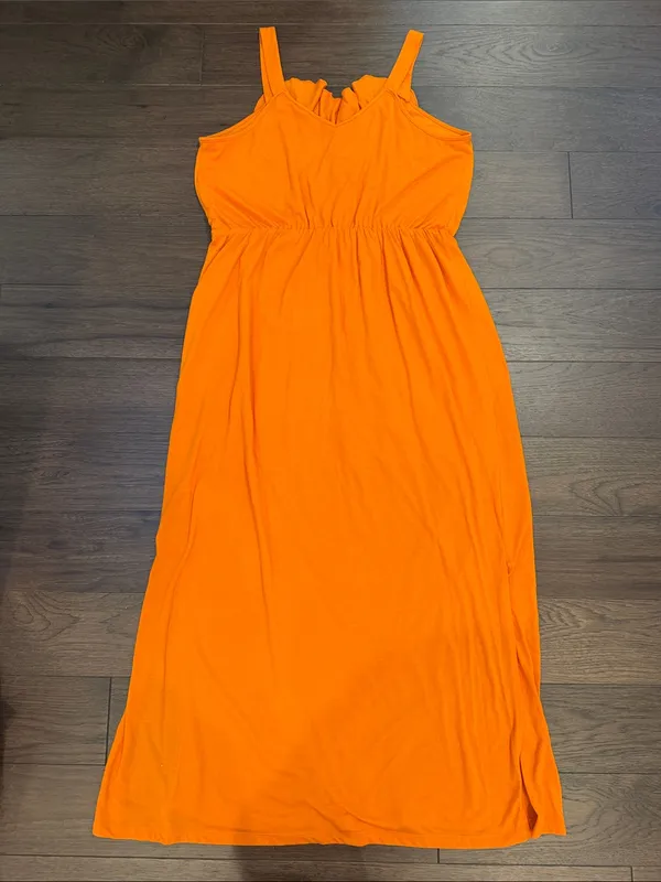 Women’s Orange Ruffle Maxi Dress Size XL - C15-022 - Image 7
