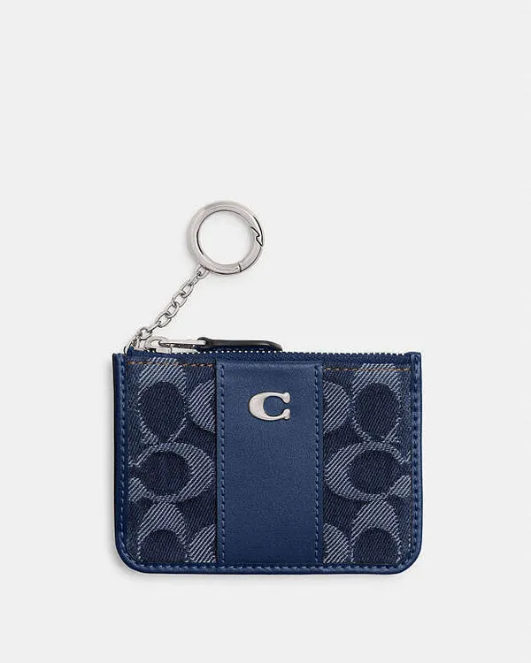 Coach Mini ID Card Case Signature Denim CAN65 NWT Deep Blue Multi - Image 5