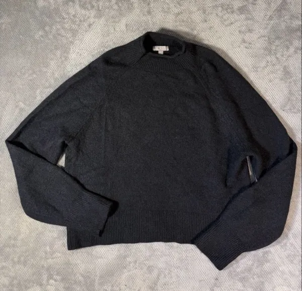 J.Crew Women’s Large Black Merino Wool Alpaca Blend Raglan Mock Neck Sweater - Image 2