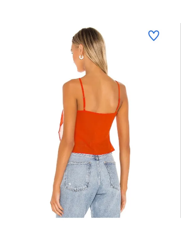 Superdown Revolve Abbey Ruched Cami Top Semi Sheer Poppy- Size XS - Image 4