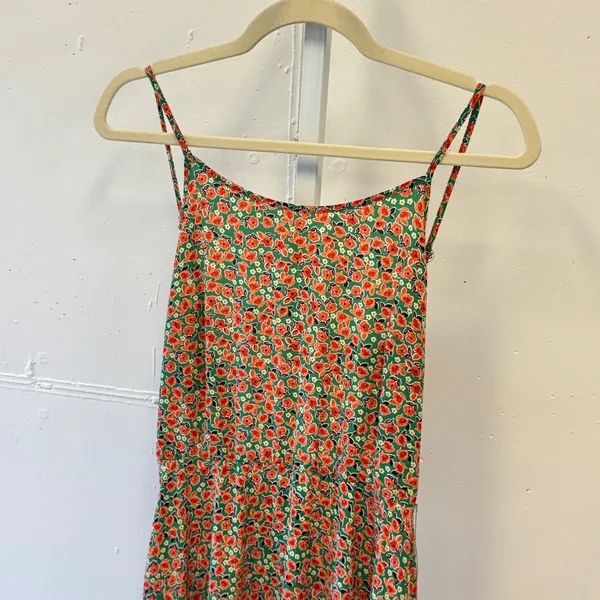 NWT Molly Bracken Ireland Green Floral‎ A-line Midi Dress Strappy Back Boho XS - Image 3