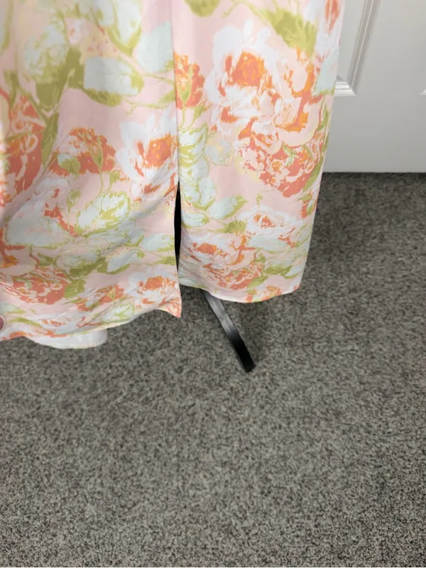 Gibson Latimer Floral Puff Sleeve Midi Dress Belted Size L - Image 5