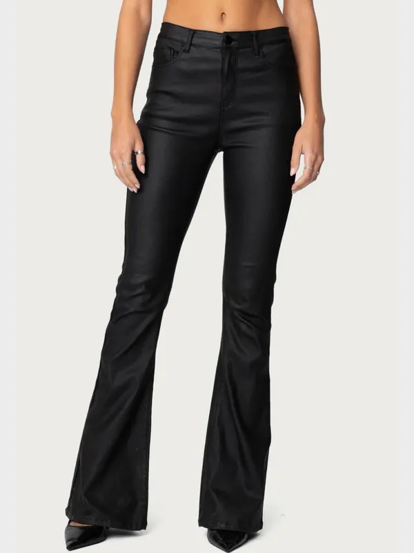 Edikted Black Flare Vegan Leather - Image 2