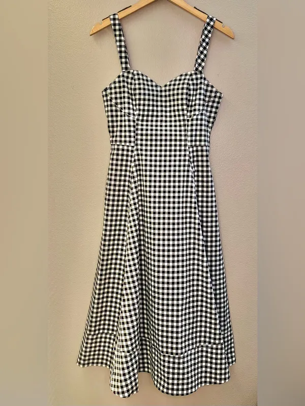 NWT Avec Les Filles Gingham Check Fit and Flare Sweetheart Dress - Image 4