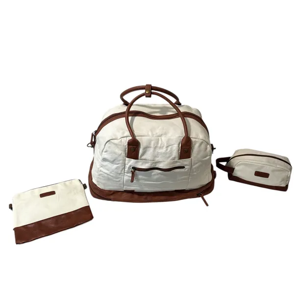Bolosta Canvas Weekender Duffle Bag Shoe Compartment Travel Overnight Tote - Image 3