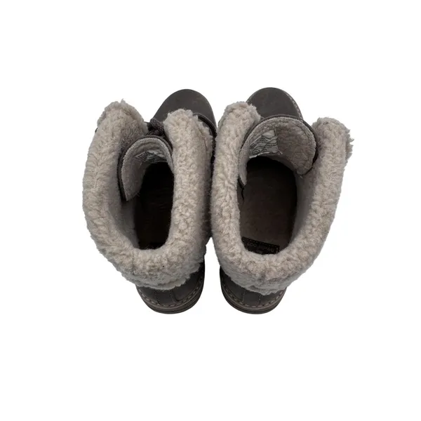 Sonoma‎ Women's 9 Taupe Boots Faux Fur Trim Lace Up Ankle Booties - Image 5