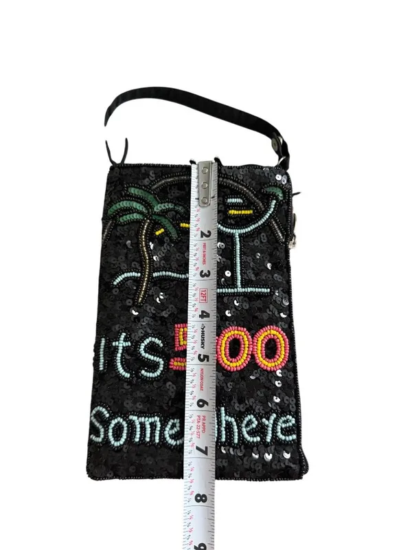 ITS 5 O’CLOCK SOMEWHERE Beaded Mini Crossbody Bag Black - Image 8