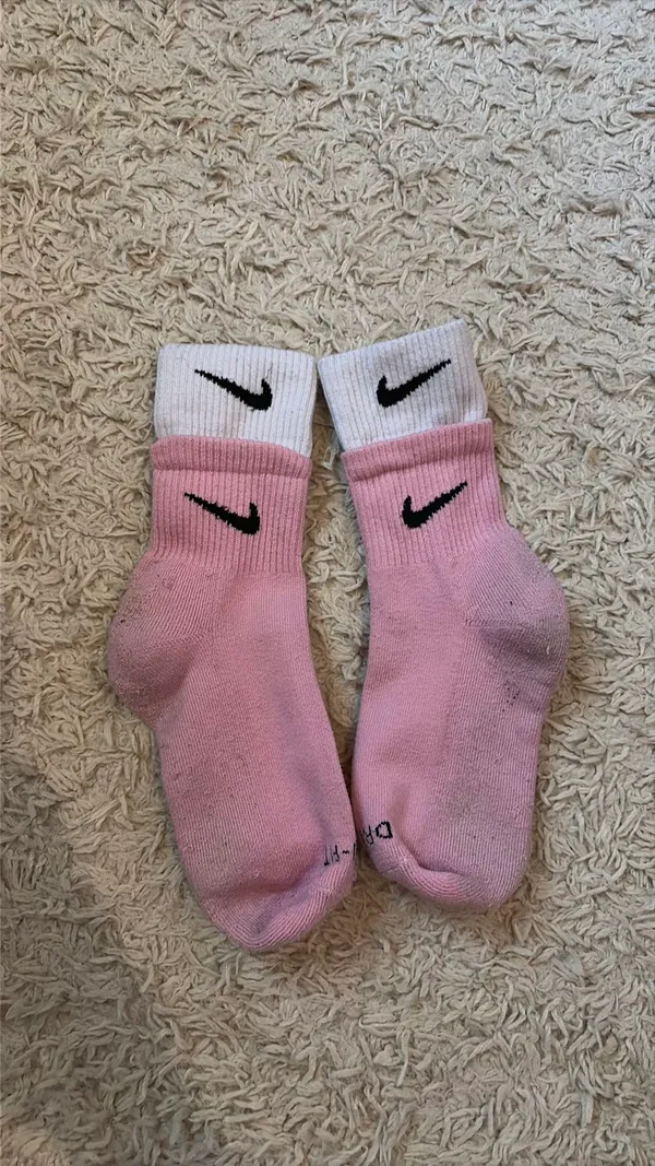 Nike Lab Double Logo pink and white med  socks - Image 2