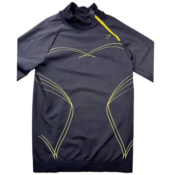 Gymshark Apex Seamless 1/4 Zip Black Yellow Long Sleeve Athletic Top Women's M - Image 5