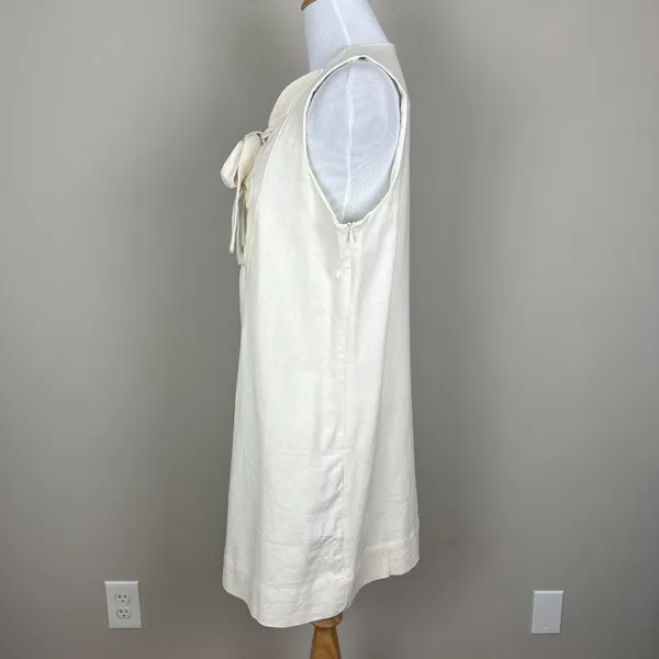 Hyacinth House Tuckernuck‎ Mini Dress Womens Medium Ivory Linen Cotton Lace Up M - Image 7