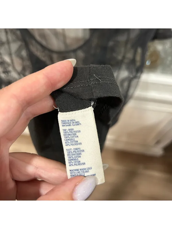 American Eagle Dark Gray Y2K Sheer Embroidered Mesh Top + Cami XS Dark Romantic - Image 5