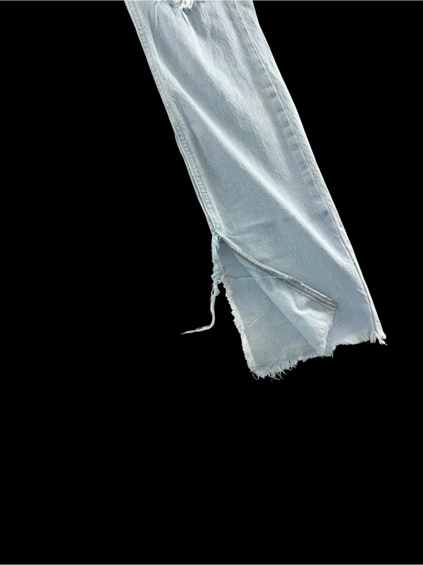 Zara Light Blue Distressed Flare Jeans - Image 6