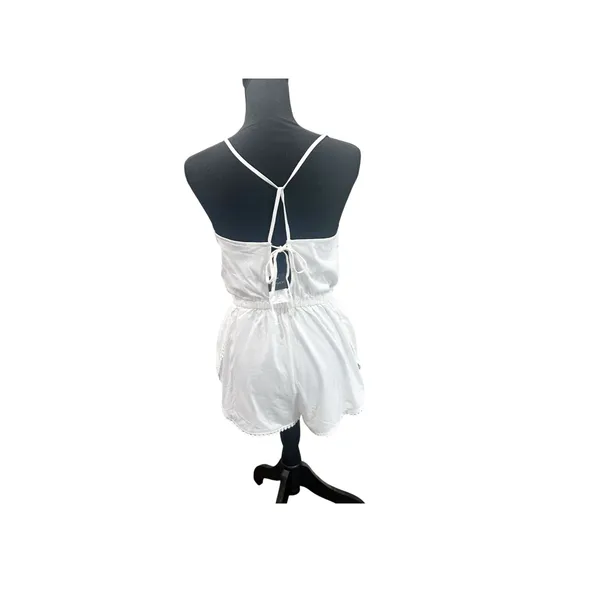 Topshop White Ruffle Trim Open Back Romper Size Small NWT  - Image 4