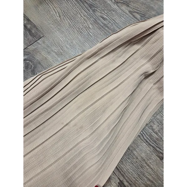 Alice Blue Taupe Beige Flowy Accordion Wide Leg Palazzo Pants Belted Large - Image 5