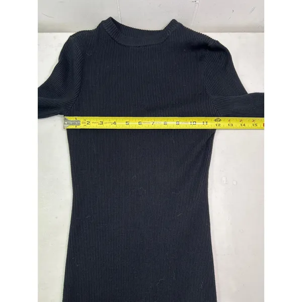 SEEK The Label Women's Black Ribbed Bodycon Mini Dress in Size S. - Image 5