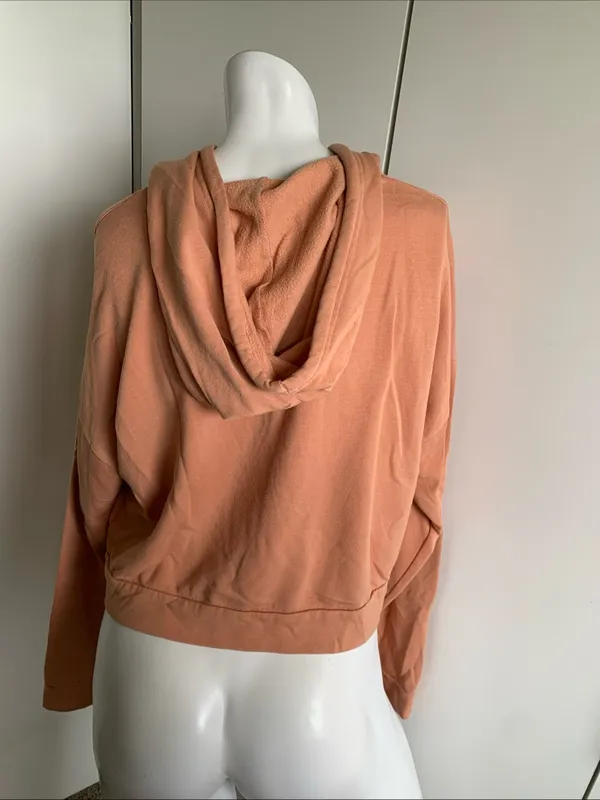 Roxy size small peach cropped long sleeve hoodie sweatshirt - Image 5