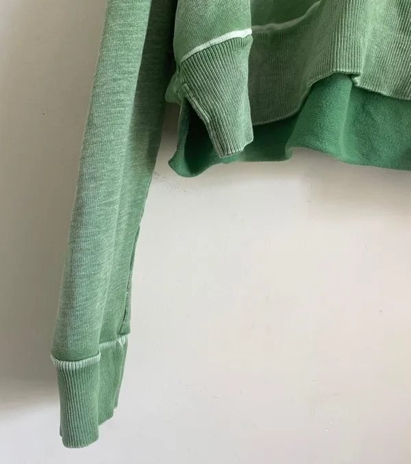 Free People Morning Run Crop Oversized Hoodie Modal Blend Green size S - Image 9