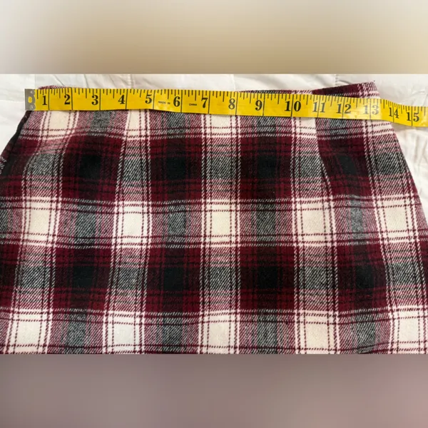 FOREVER 21 Plaid Mini Skirt. Flannel Colors of wine, black, and white. S - Image 5