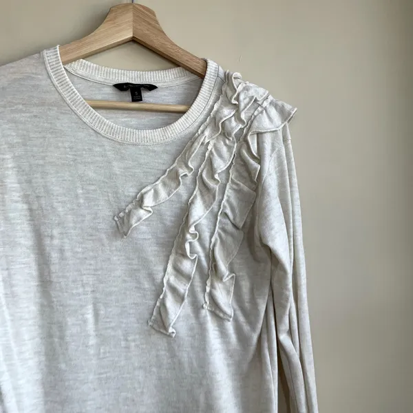 Banana Republic beige oatmeal knit‎ pullover crewneck sweater women's size small - Image 2