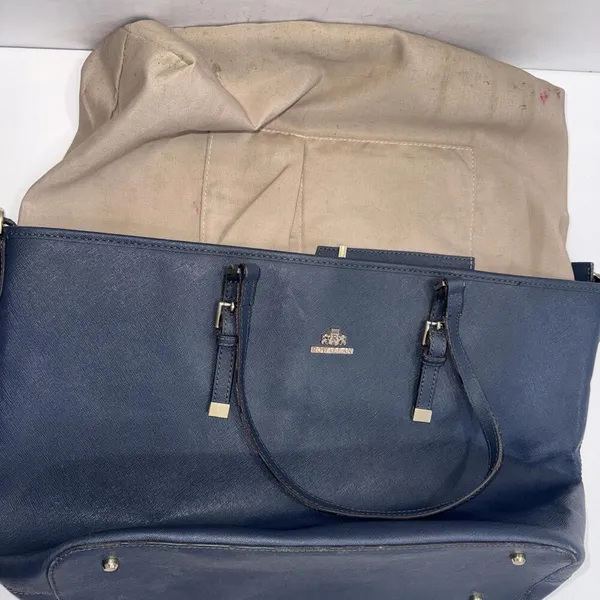 Rowallan‎ Large Old Money Minimalist Navy Blue Canvas Tote Purse - Image 3