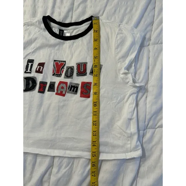 H&M Divided White Crop Top In Your Dreams Short Sleeve T-Shirt Y2K 90s - Image 4