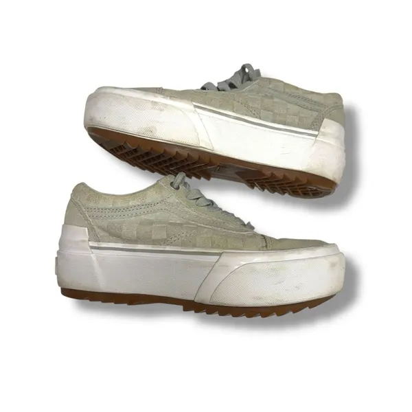 Vans Old Skool Stacked Embossed‎ Check Platform Sneakers Shoes Light Gray 7 - Image 5