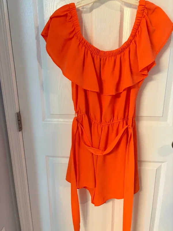 Orange Ruffle Romper - Image 4