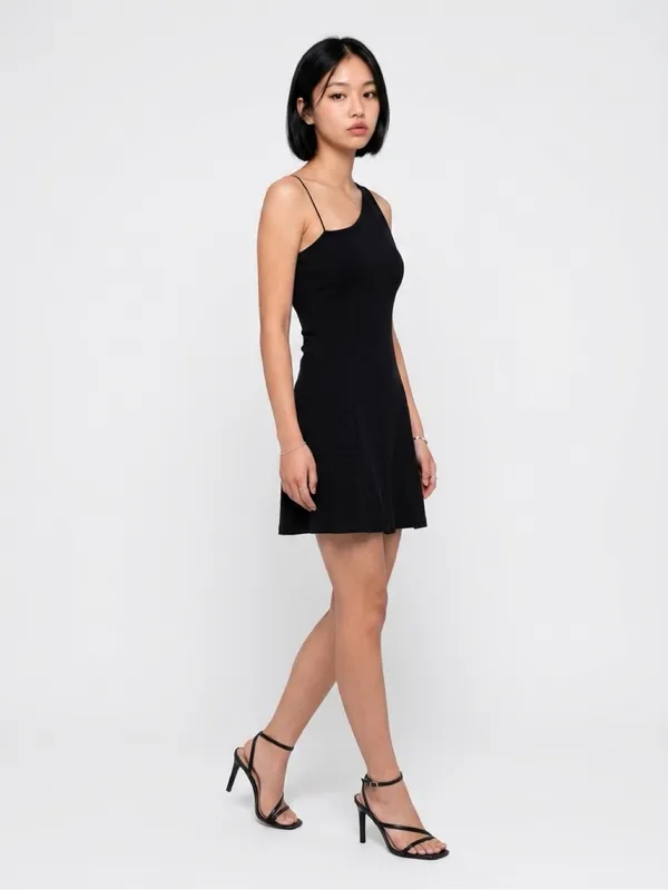 Theory Black One-Shoulder Mini Dress - Image 2