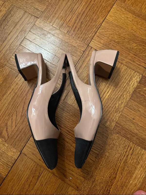 ASOS design Women’s Two-Tone Slingback Flats in Beige and Black - Image 4