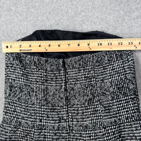Express Design Studio Tweed Straples Mini Dress Size 6 Black Wool Sheath Pleated - Image 7