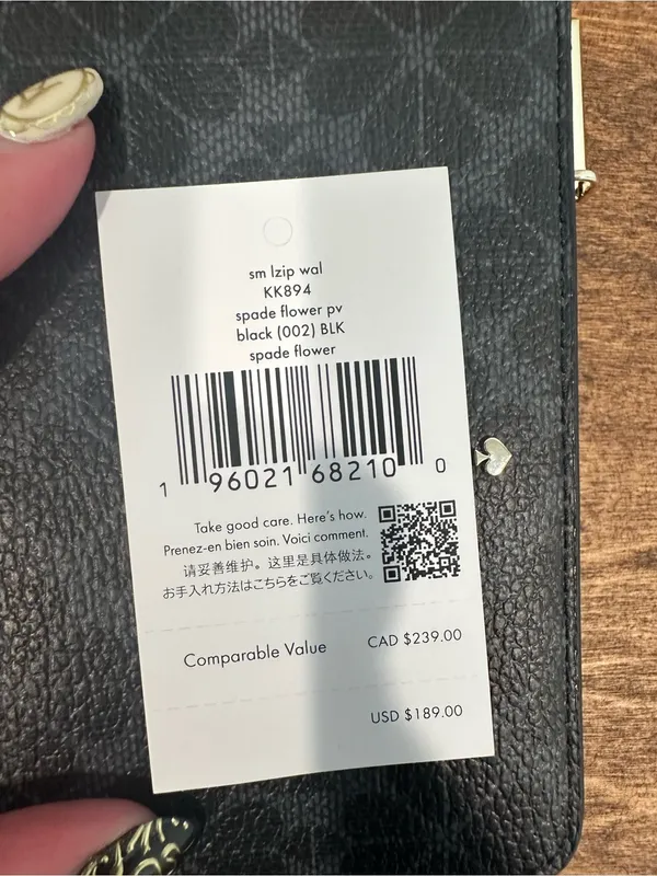 kate spade Black Floral Zip-Around Card Wallet - Image 4