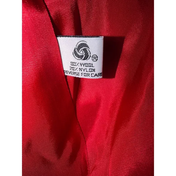 Mario De Pinto Vintage Red Wool Blend Double‎ Breasted Long Coat Womens USA Made - Image 6