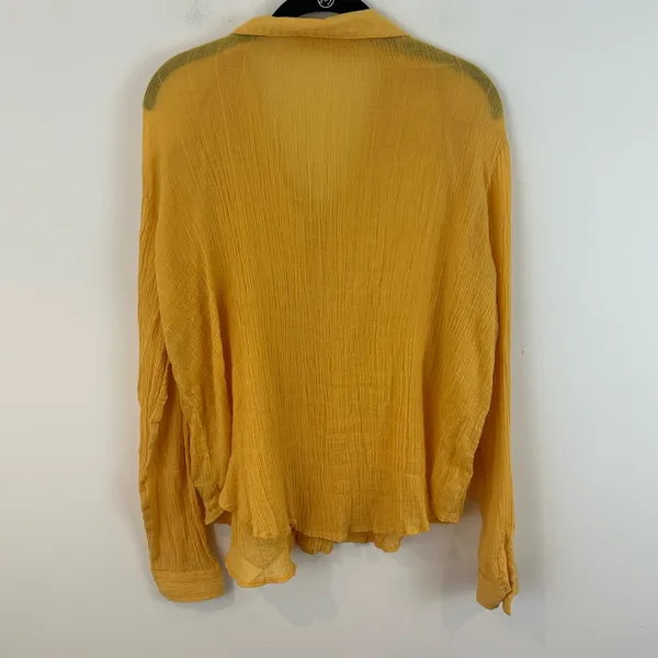 Aerie Casual Lightweight Yellow Button-Down Women's Top Size Medium - Image 5