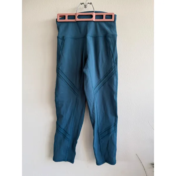 Alo Yoga Women Teal Blue Moto High Waist‎ Mesh Quilted Crop Leggings Size S - Image 4
