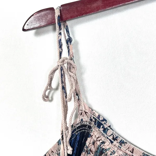Free People Top Womens M Secret Love Pleated Trapeze Slip Dress Navy Floral Boho - Image 11
