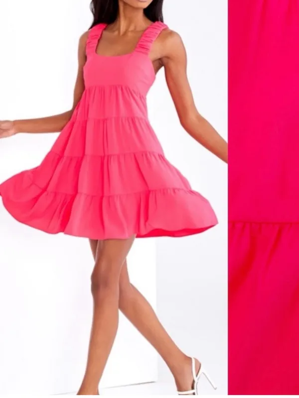 Amanda Uprichard Nicolia Tiered Mini Dress: Begonia Pink - Image 2