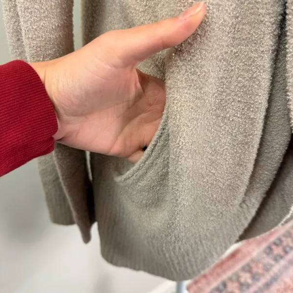 Barefoot Dreams CozyChic Lite Circle Cardi Taupe Open Front Cardigan‎ 423 XL - Image 7