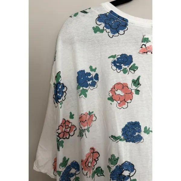 Free People We The Free Nina Boheme Floral Printed Tee Ivory Women's Size Large - Image 8
