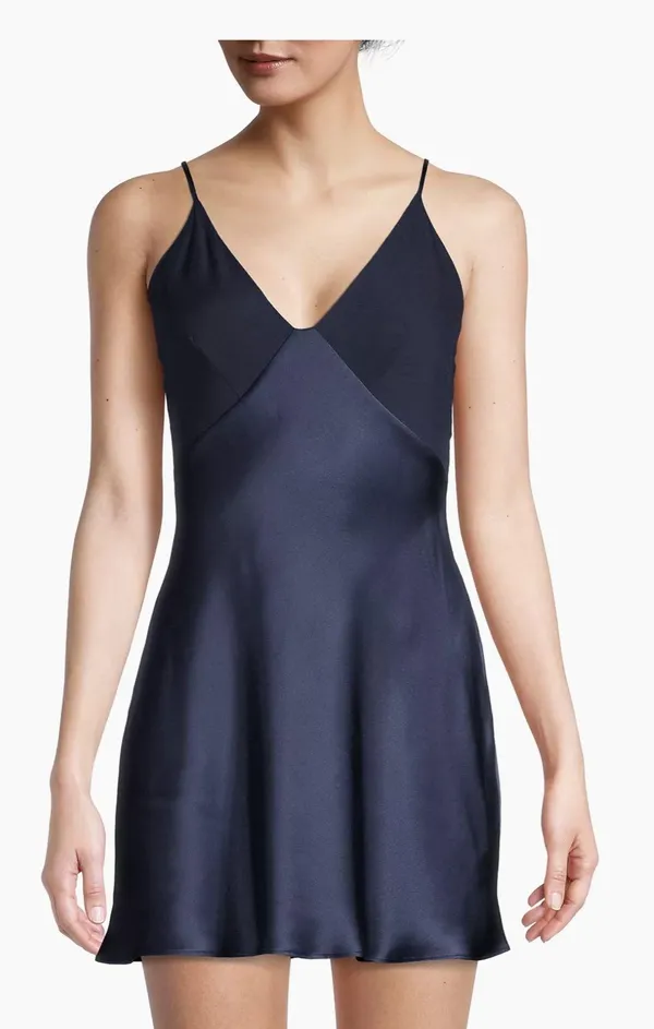 Essentials Satin Chemise Navy - Image 2