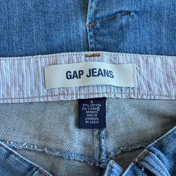 Vintage Gap Jeans Denim Midi Skirt Size 6 Y2K Mom Utility Fall Boho Revival Chic - Image 3