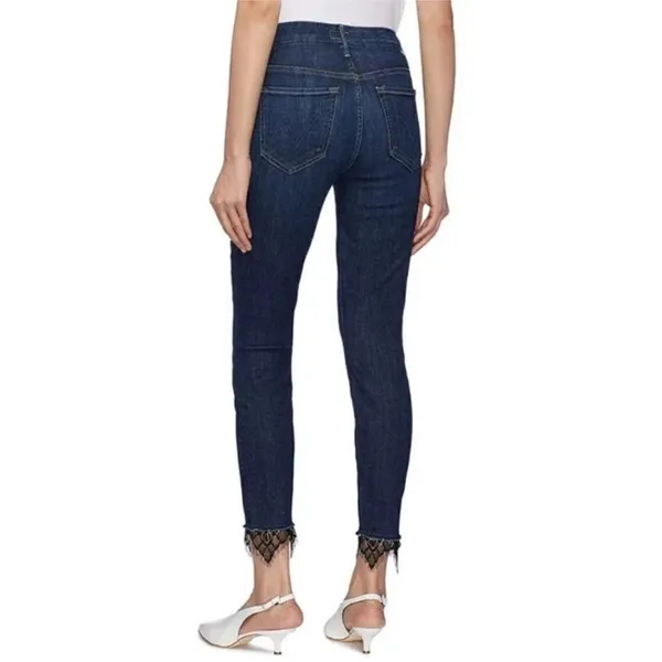 Mother High Waisted Looker Dagger Ankle Fray Jeans in Lacey Clean Sweep - Image 2