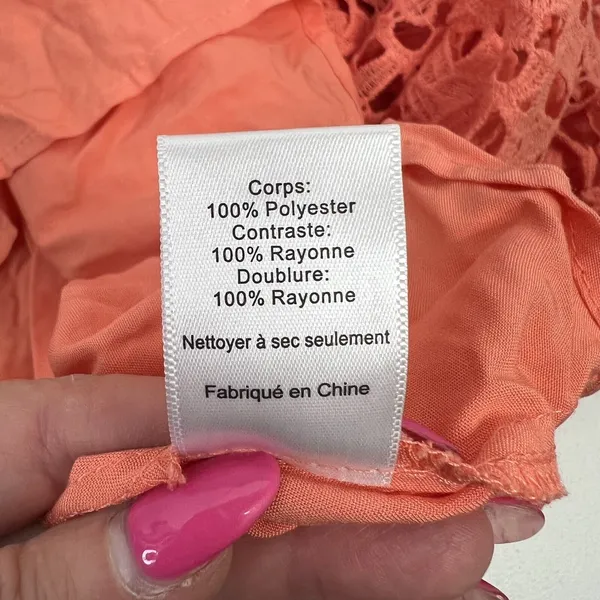 ASTR the Label Size S Dress Lace A Line Midi Wedding Guest Coral Lined V-neck‎ - Image 11