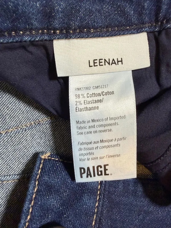 PAIGE Leenah High Rise Wide Leg Jeans Sz 28 Ceremony Dark Wash Stretch Denim - Image 7
