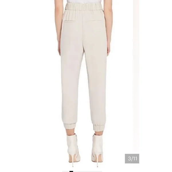 Alice And Olivia Pete Jogger Pants Size Medium Cream With White Stripes - Image 3
