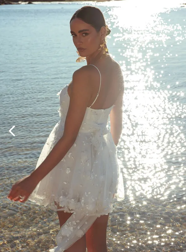 Selfie Leslie Athens Floral Bow Mini Dress White - Image 2