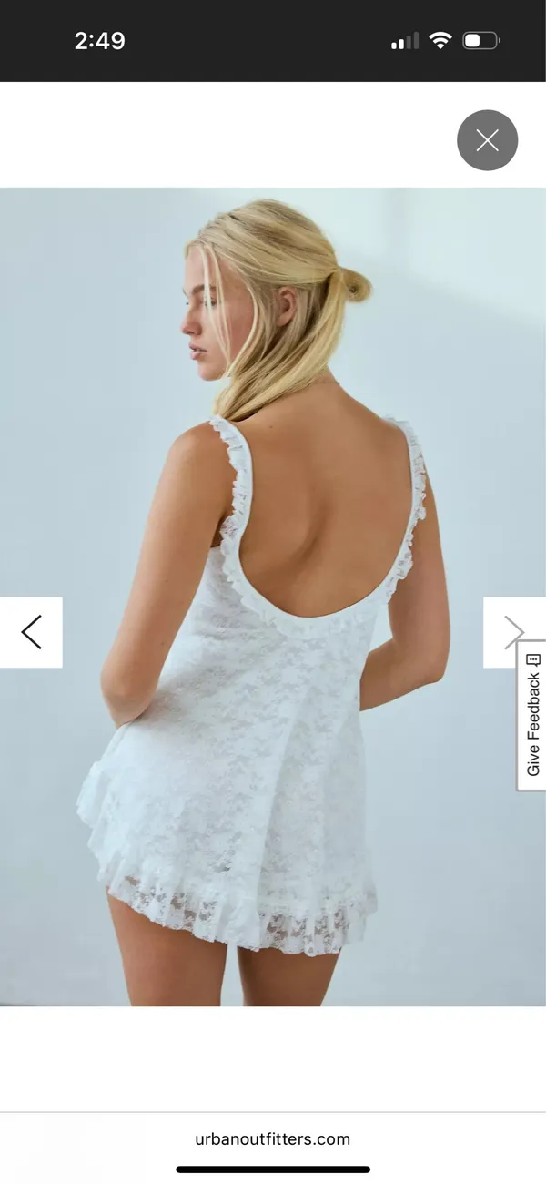 Urban Outfitters Primrose Lace Babydoll Romper in Ivory - Image 2